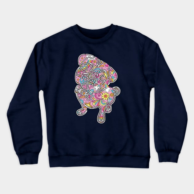 colorfull henna pug Crewneck Sweatshirt by puglove